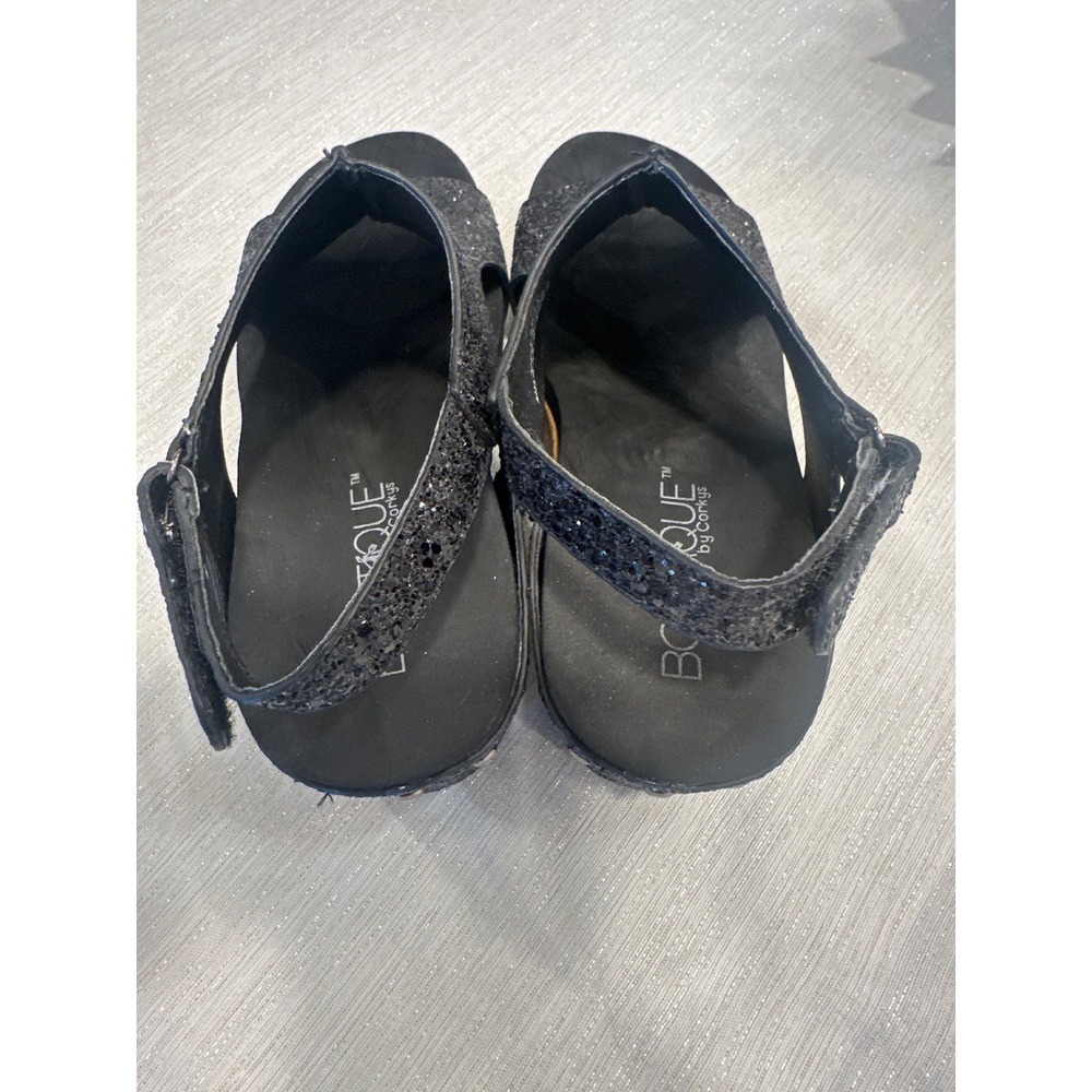 Boutique by Corkys Carley Black Glitter Wedge Sandals Studded Slingback Womens 8 - Picture 3 of 8